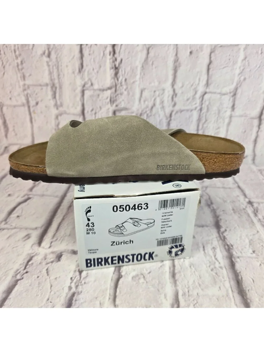 Birkenstock Zurich Sandals Mens Size 43 M10 Taupe Suede Leather New In Box